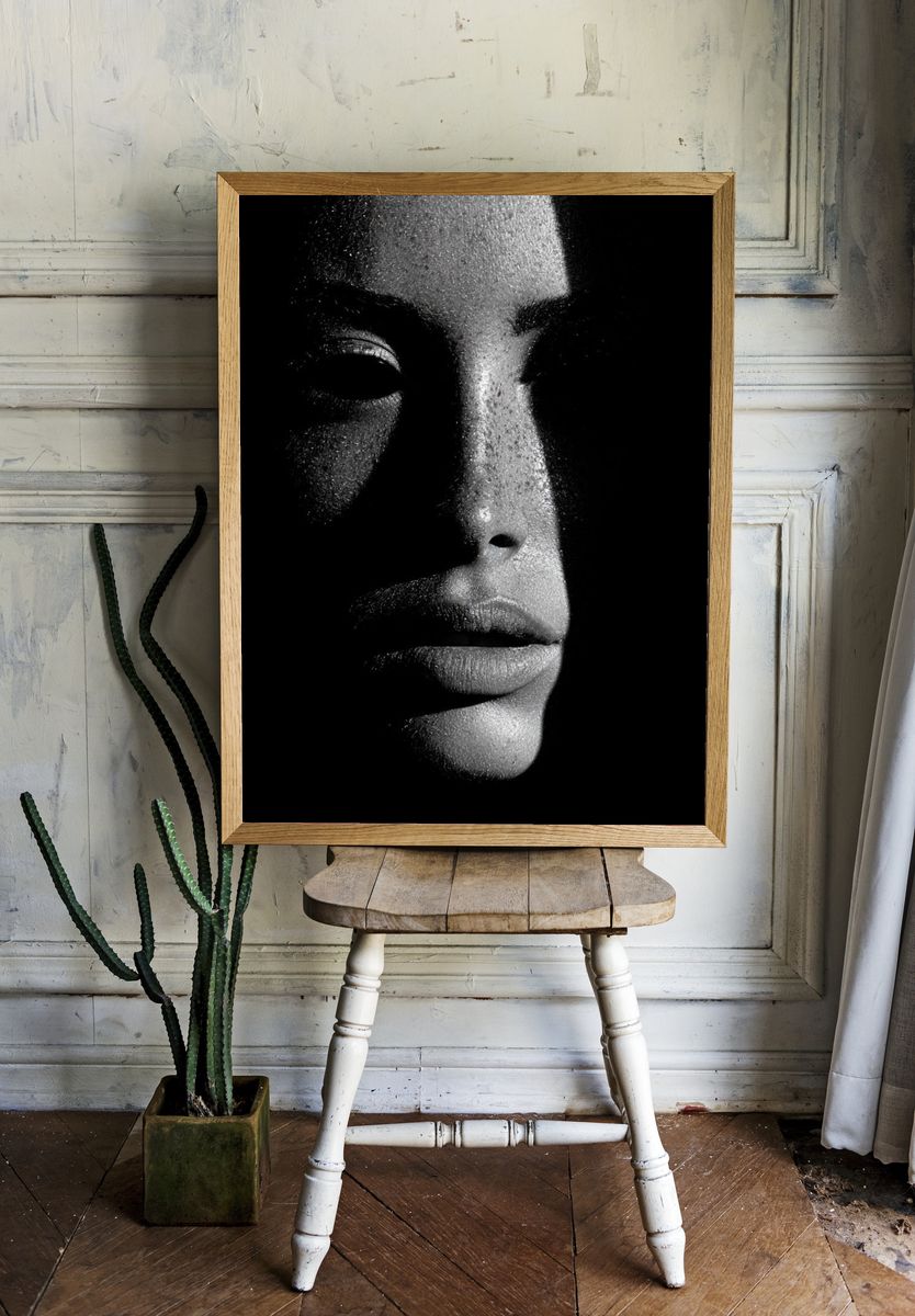 Monochrome Face Portrait Print. — room view 1