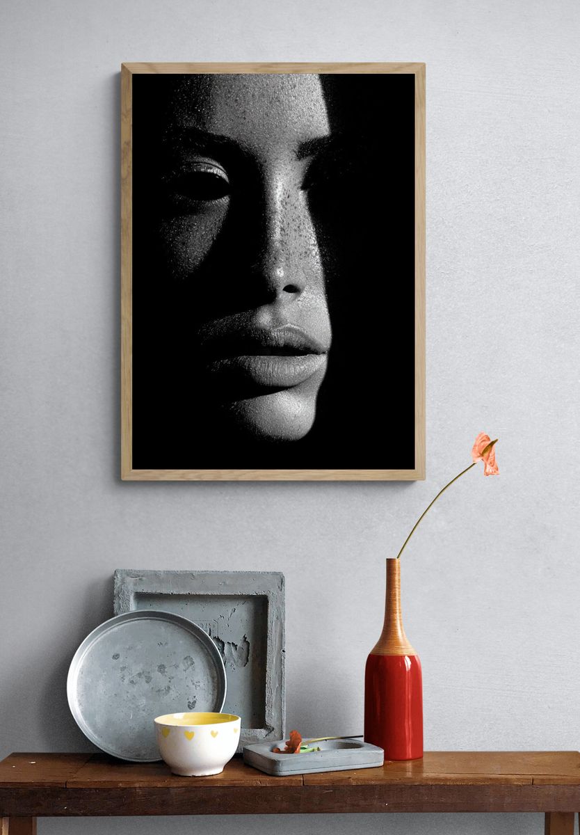 Monochrome Face Portrait Print. — room view 3