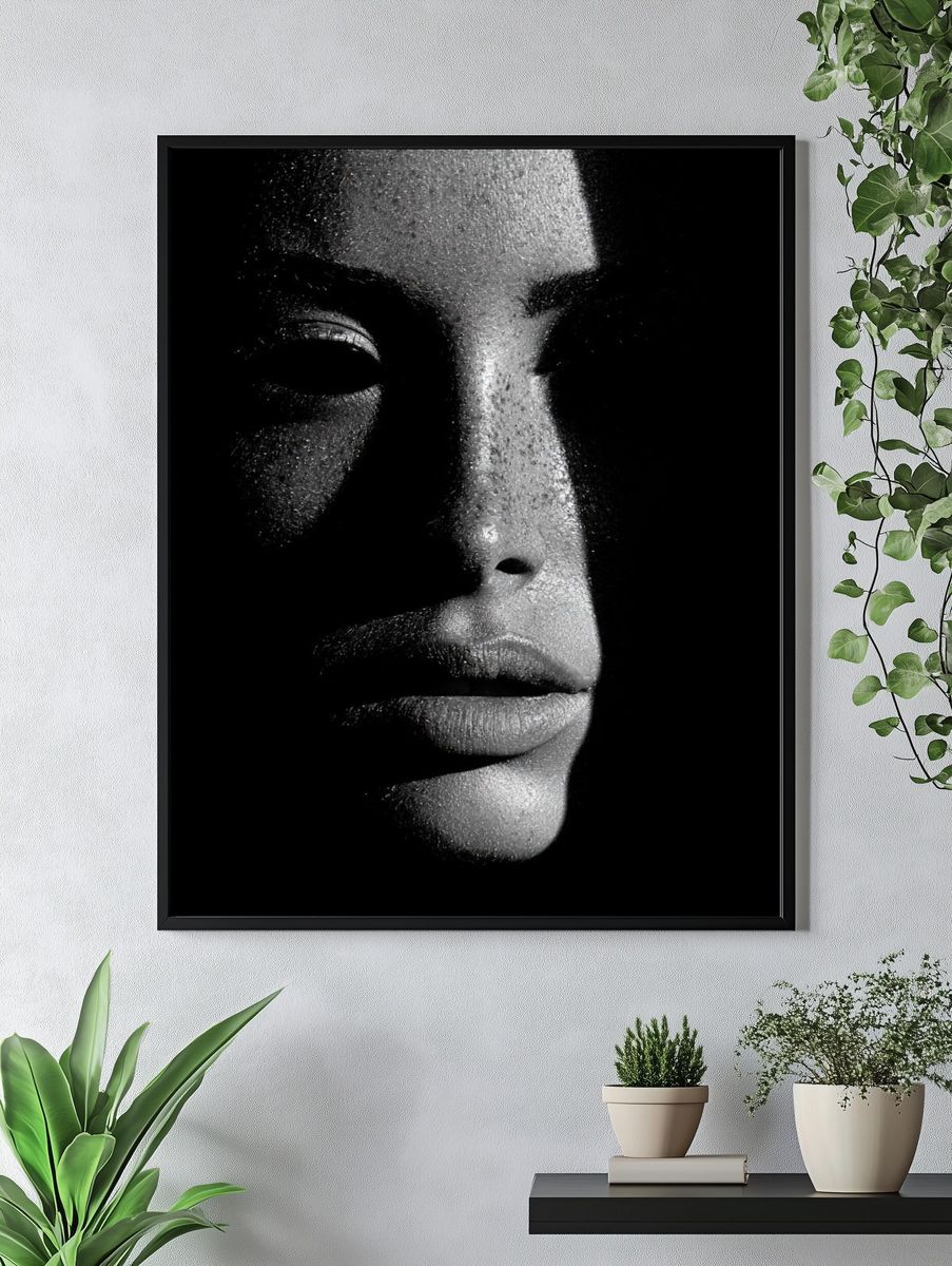 Monochrome Face Portrait Print. — room view 4