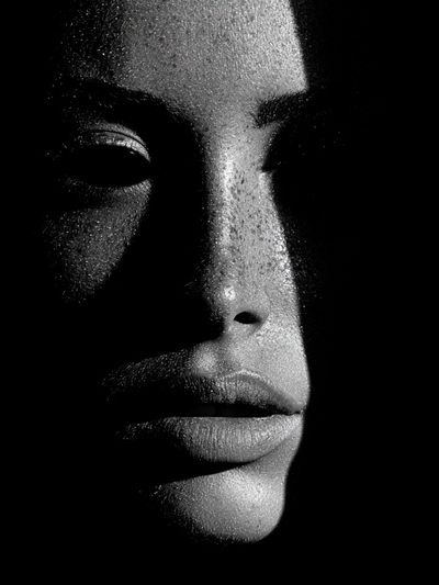 Monochrome Face Portrait Print. poster