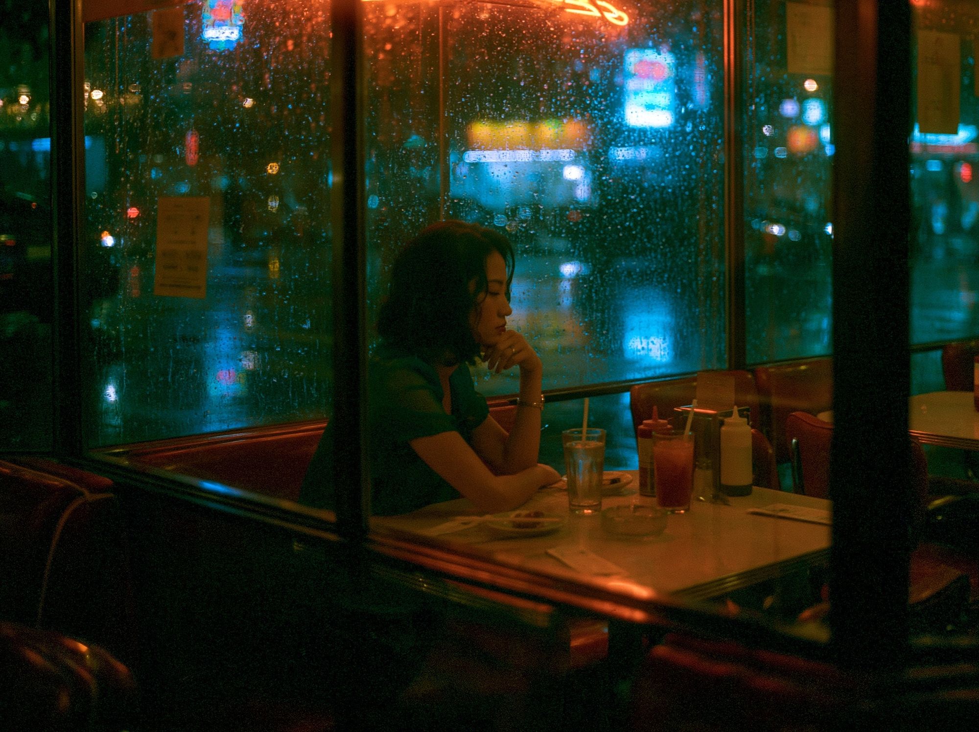 Rainy Diner Night Photography Poster. poster — photography art