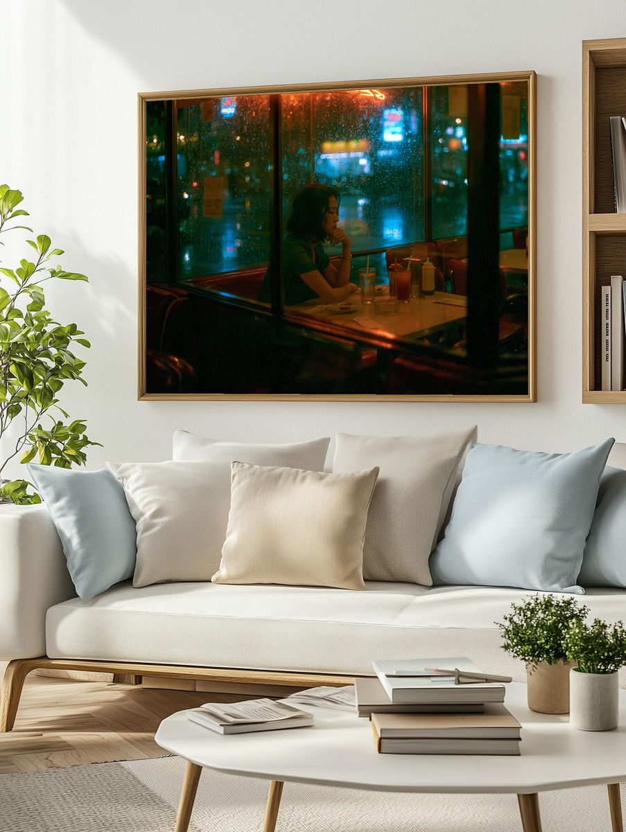 Rainy Diner Night Photography Poster. — room view 2