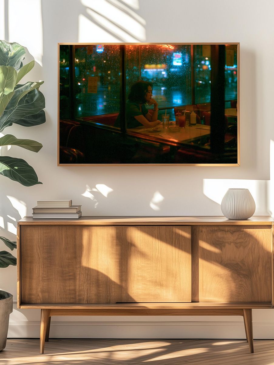 Rainy Diner Night Photography Poster. — room view 3