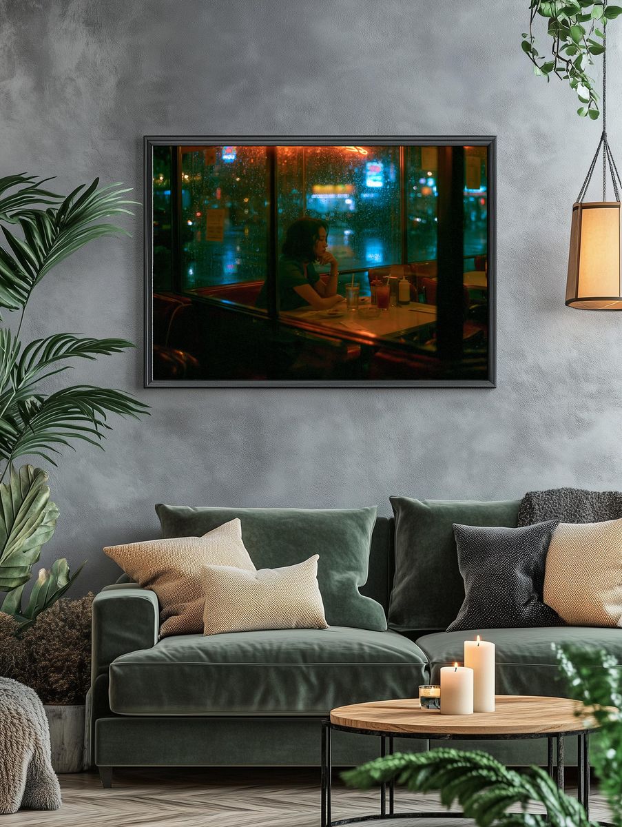 Rainy Diner Night Photography Poster. — room view 4