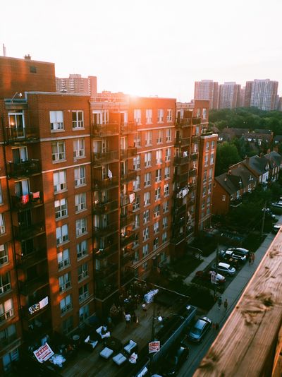 Sunset Apartment Blocks Photography Poster. poster