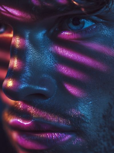 Striking Portrait with Neon Shadows