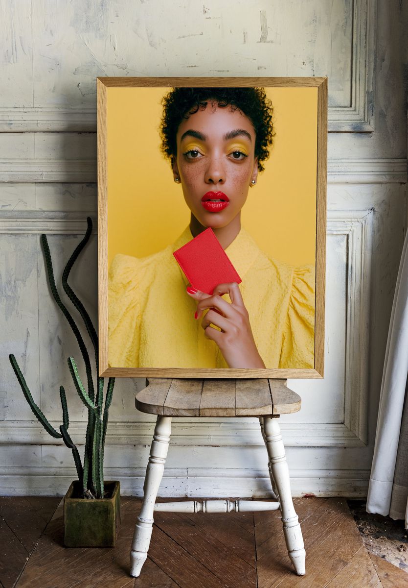 Yellow Portrait Fashion Poster. — room view 1
