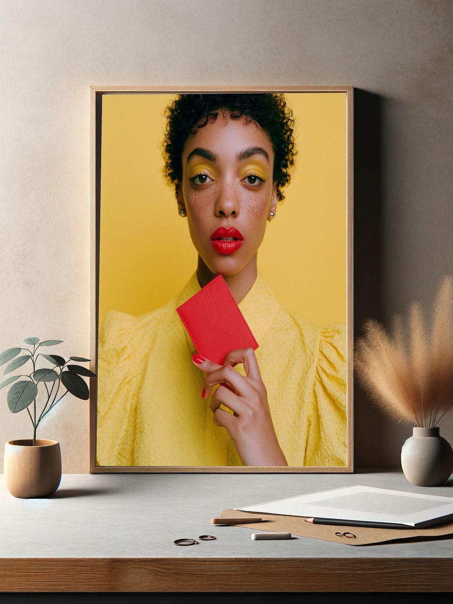 Yellow Portrait Fashion Poster. — room view 2
