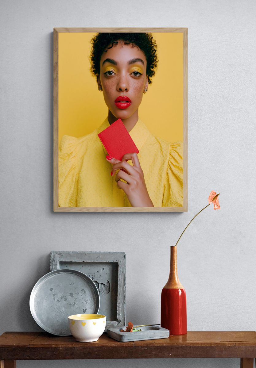 Yellow Portrait Fashion Poster. — room view 3