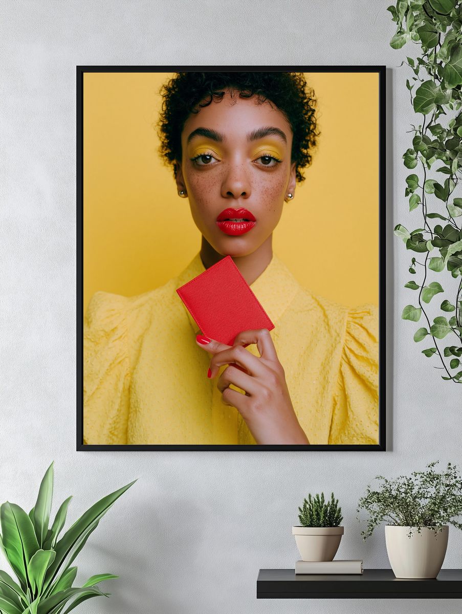 Yellow Portrait Fashion Poster. — room view 4
