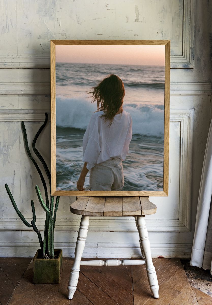Woman at the Seashore Photography Poster. room preview