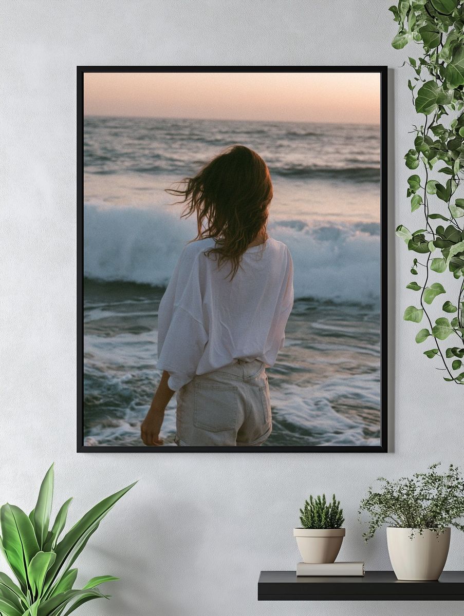 Woman at the Seashore Photography Poster. — room view 4