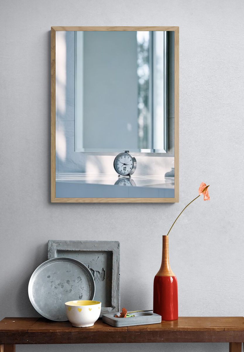 Minimal Bathroom Mirror Still Life Poster. — room view 3