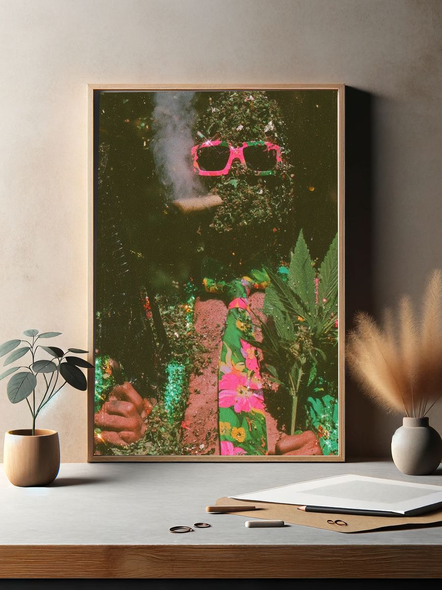 Psychedelic Floral Portrait Poster. — room view 2