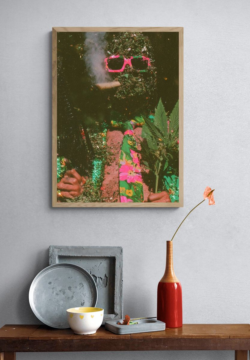 Psychedelic Floral Portrait Poster. — room view 3