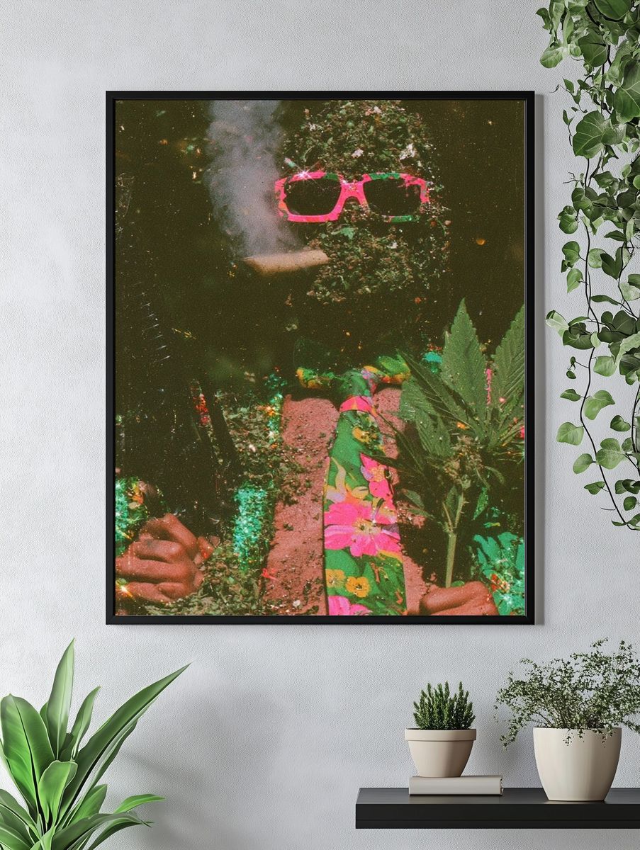 Psychedelic Floral Portrait Poster. — room view 4