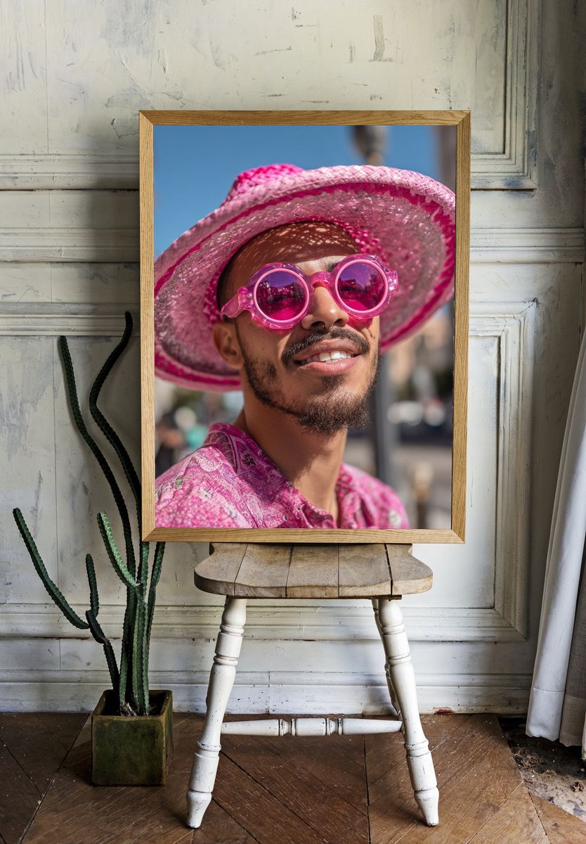 Pink Street Portrait Photography Poster. room preview