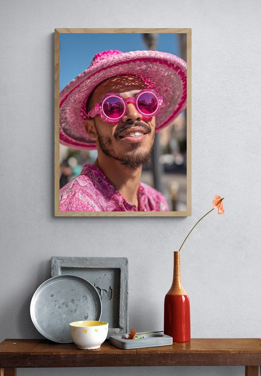 Pink Street Portrait Photography Poster. — room view 3