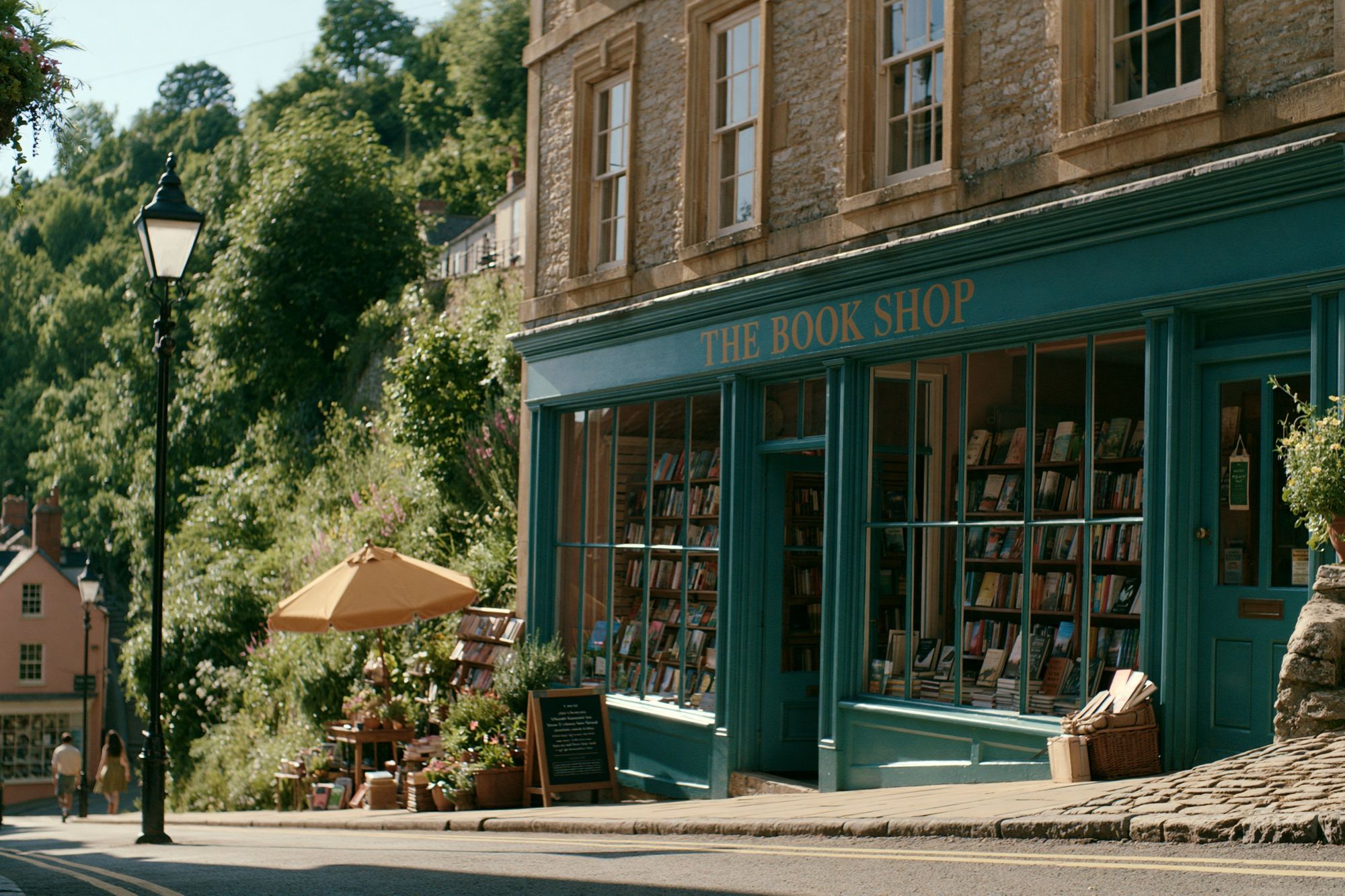 Quaint Bookshop Street Scene Poster. poster — photography art