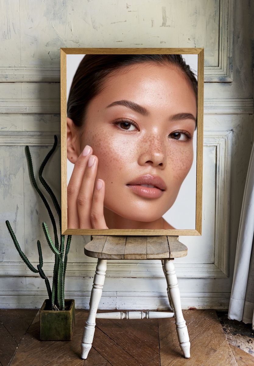 Freckled Beauty Portrait Poster. room preview