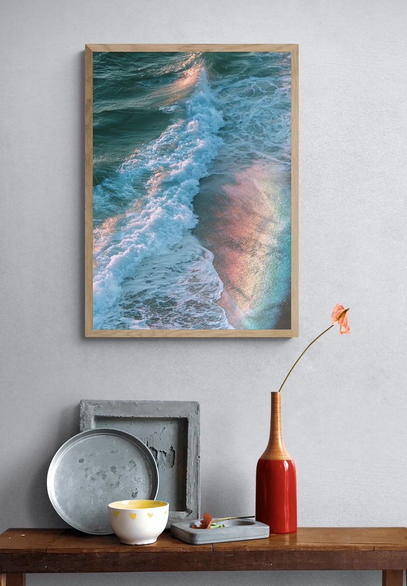 Rainbow Shoreline Photography Poster. — room view 3
