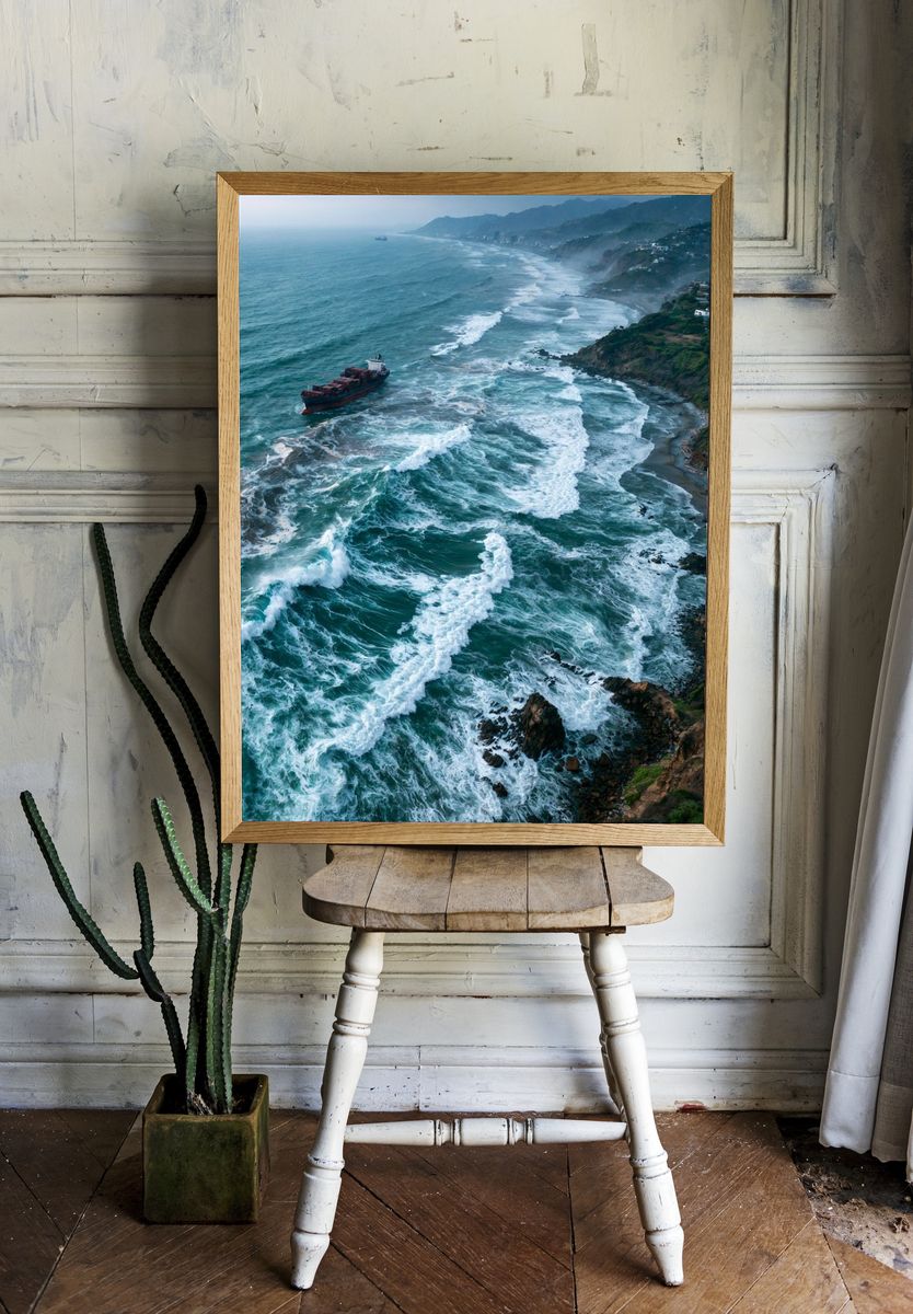 Stormy Coastal Waves Photography Poster. room preview