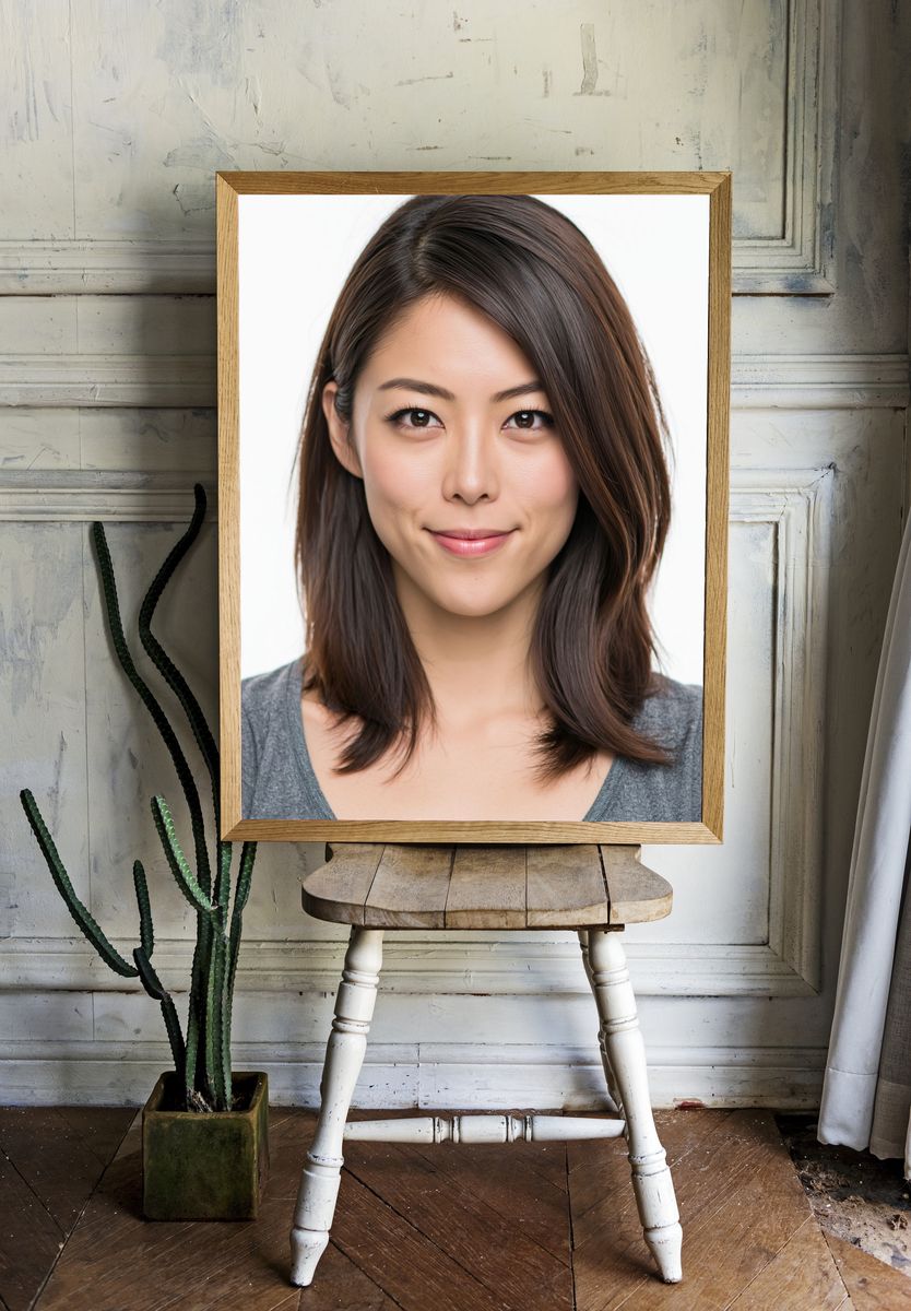 Smiling Woman Portrait Print. room preview