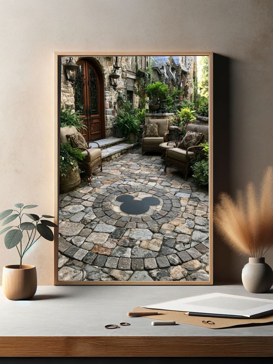 Stone Courtyard Garden Photography Poster. — room view 2