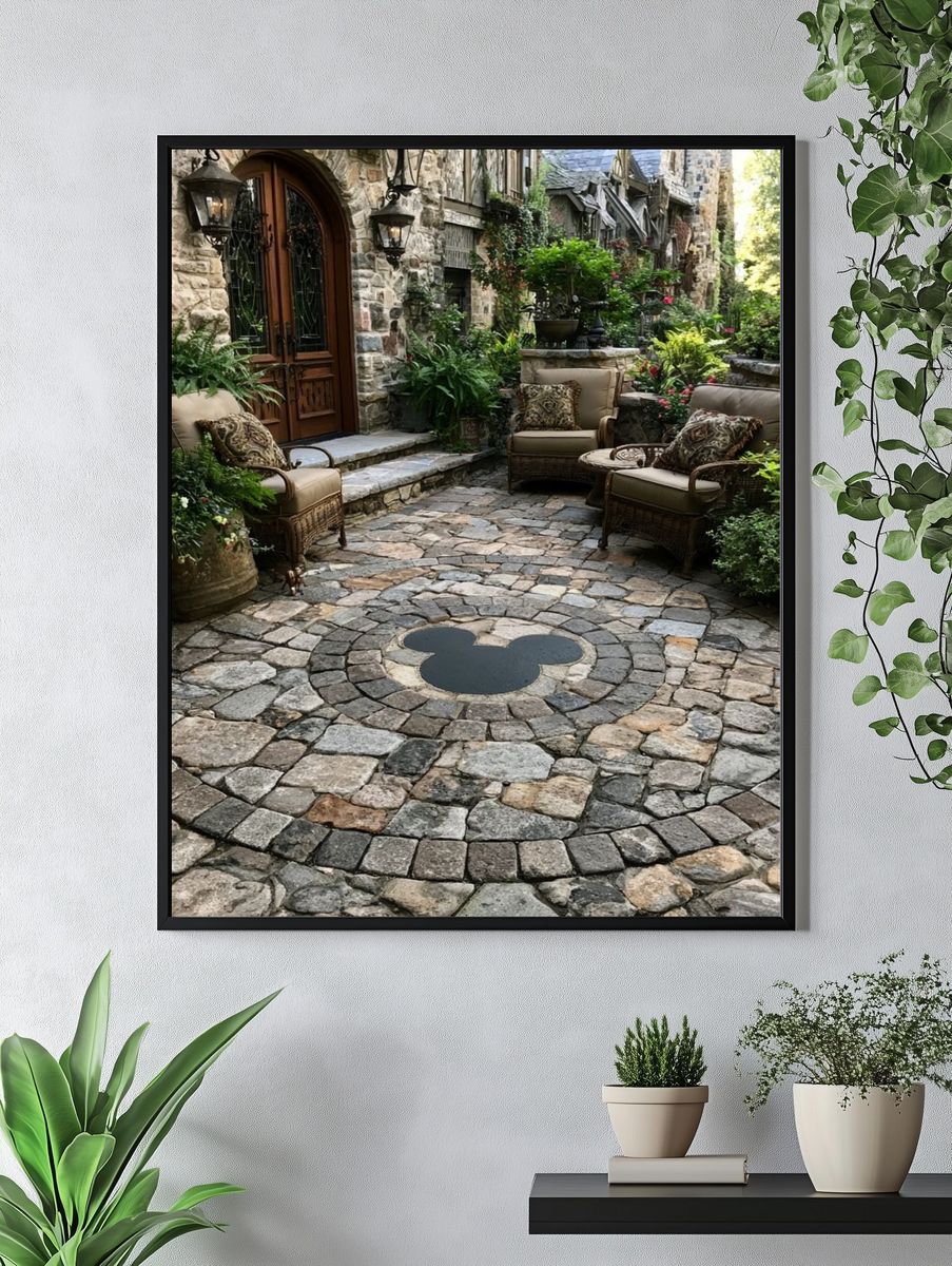 Stone Courtyard Garden Photography Poster. — room view 4