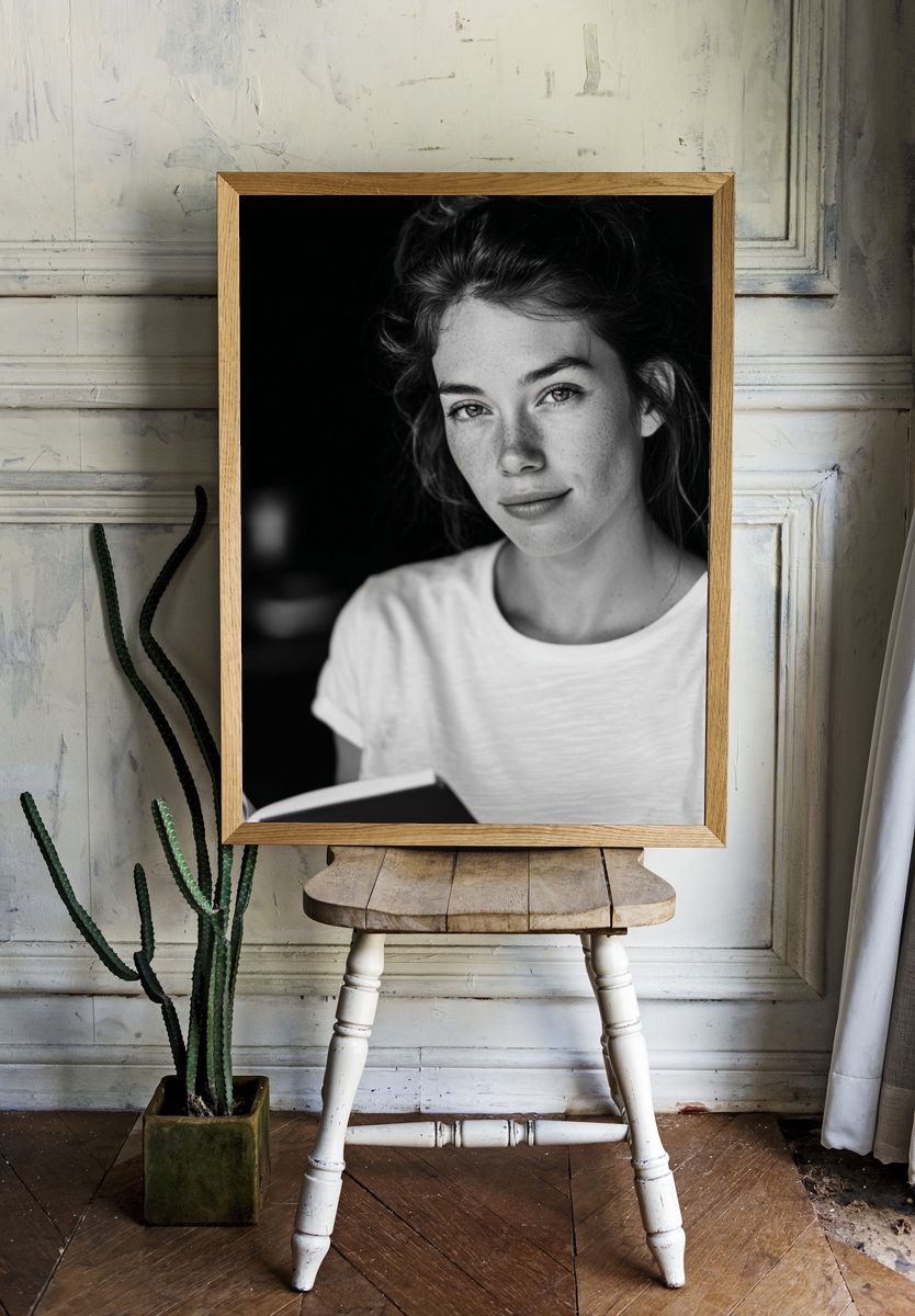 Freckled Portrait Black-White Print. — room view 1