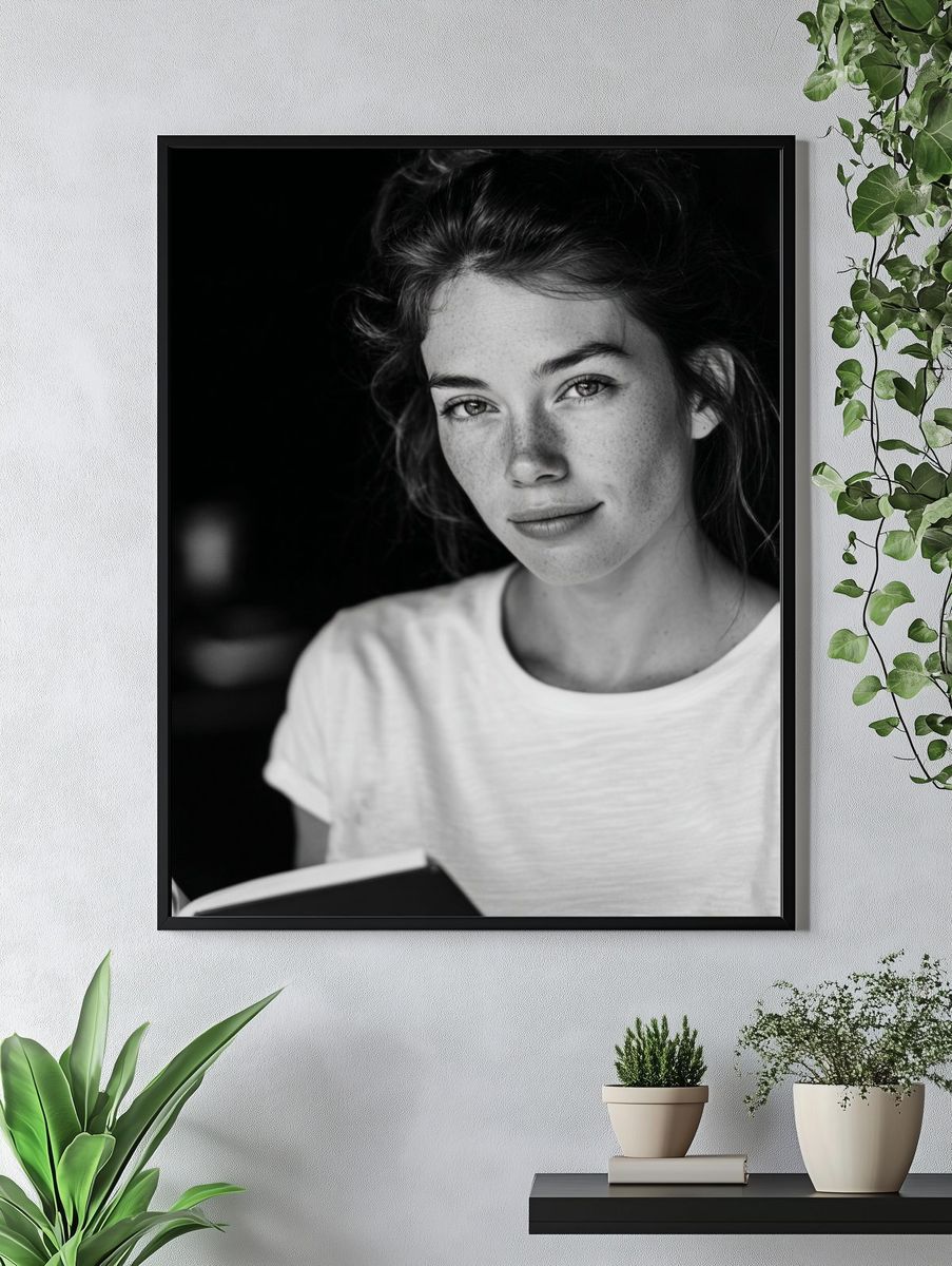 Freckled Portrait Black-White Print. — room view 4