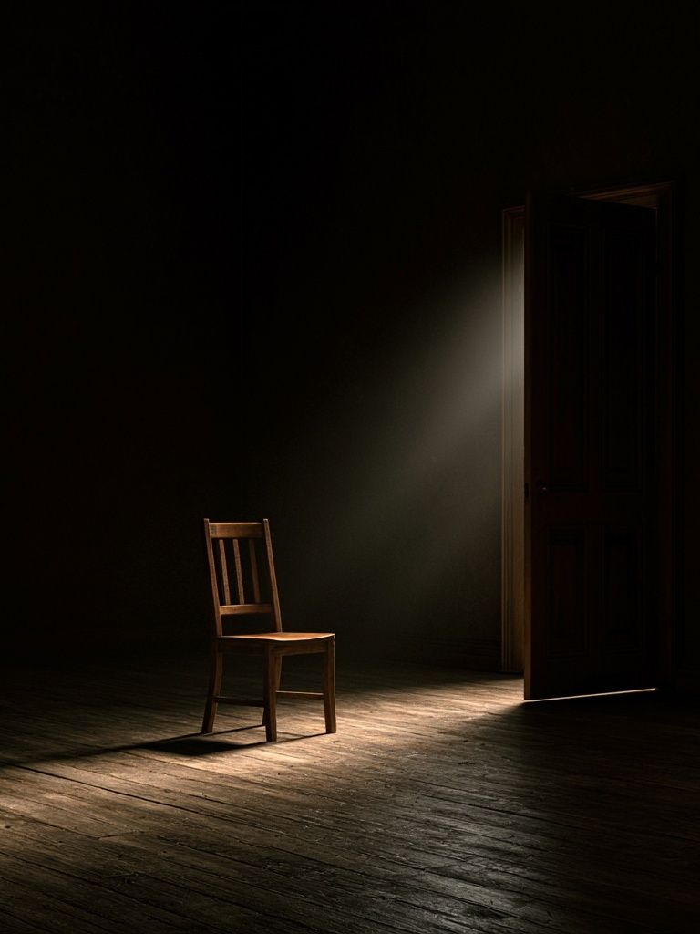 Lonely Chair in Dark Room Poster. poster detail