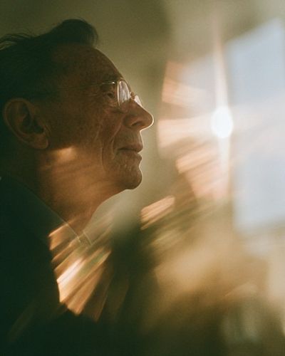 Elderly Man in Sunlight Photography Poster.