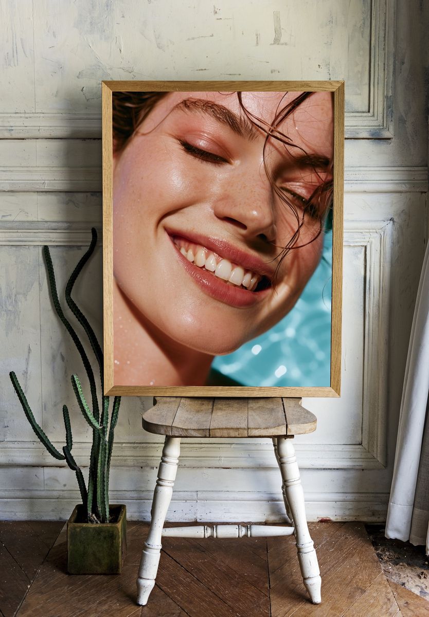 Smiling Woman Portrait Print. — room view 1