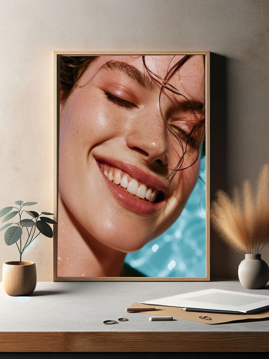 Smiling Woman Portrait Print. — room view 2