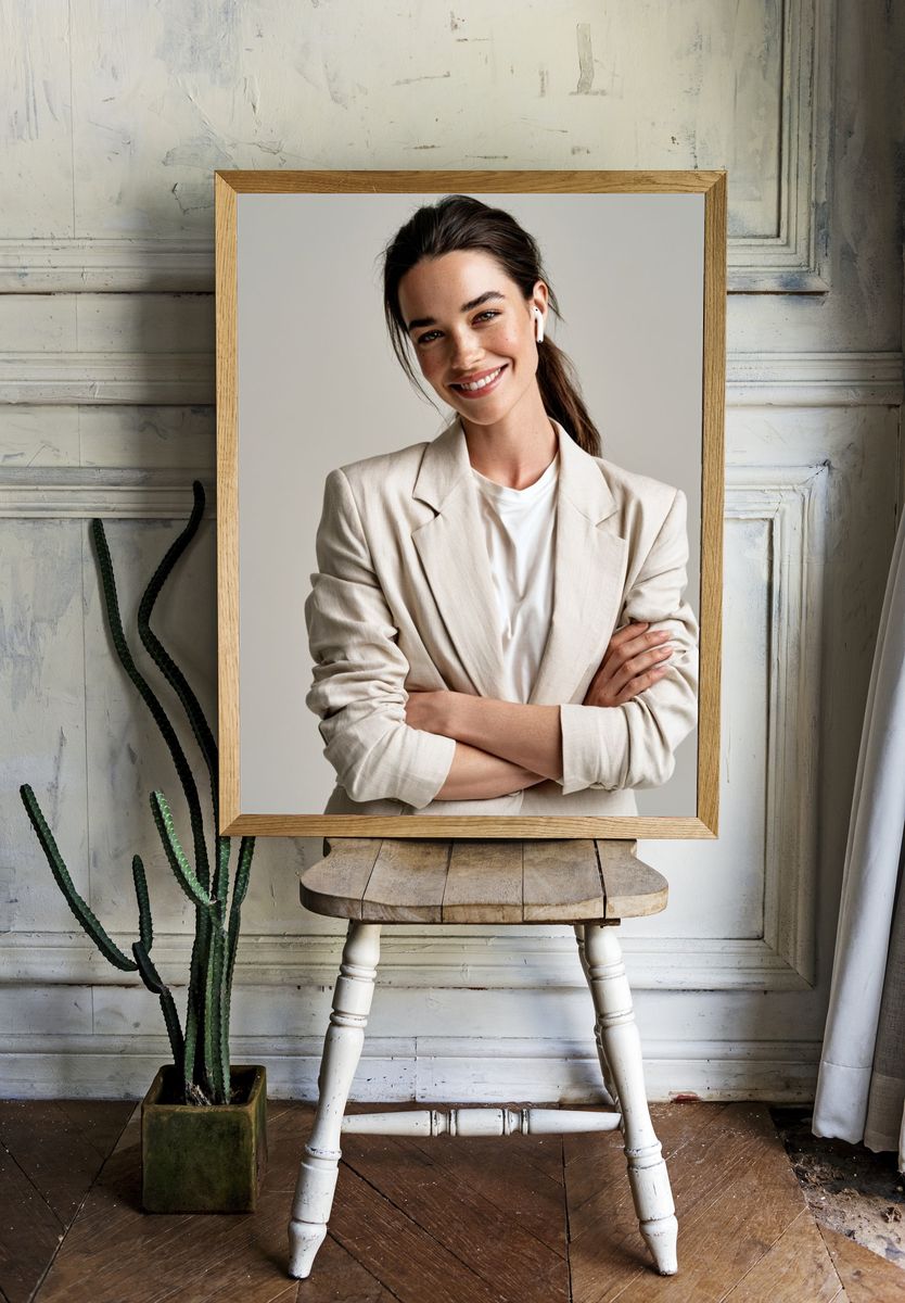 Smiling Woman Portrait Poster. — room view 1