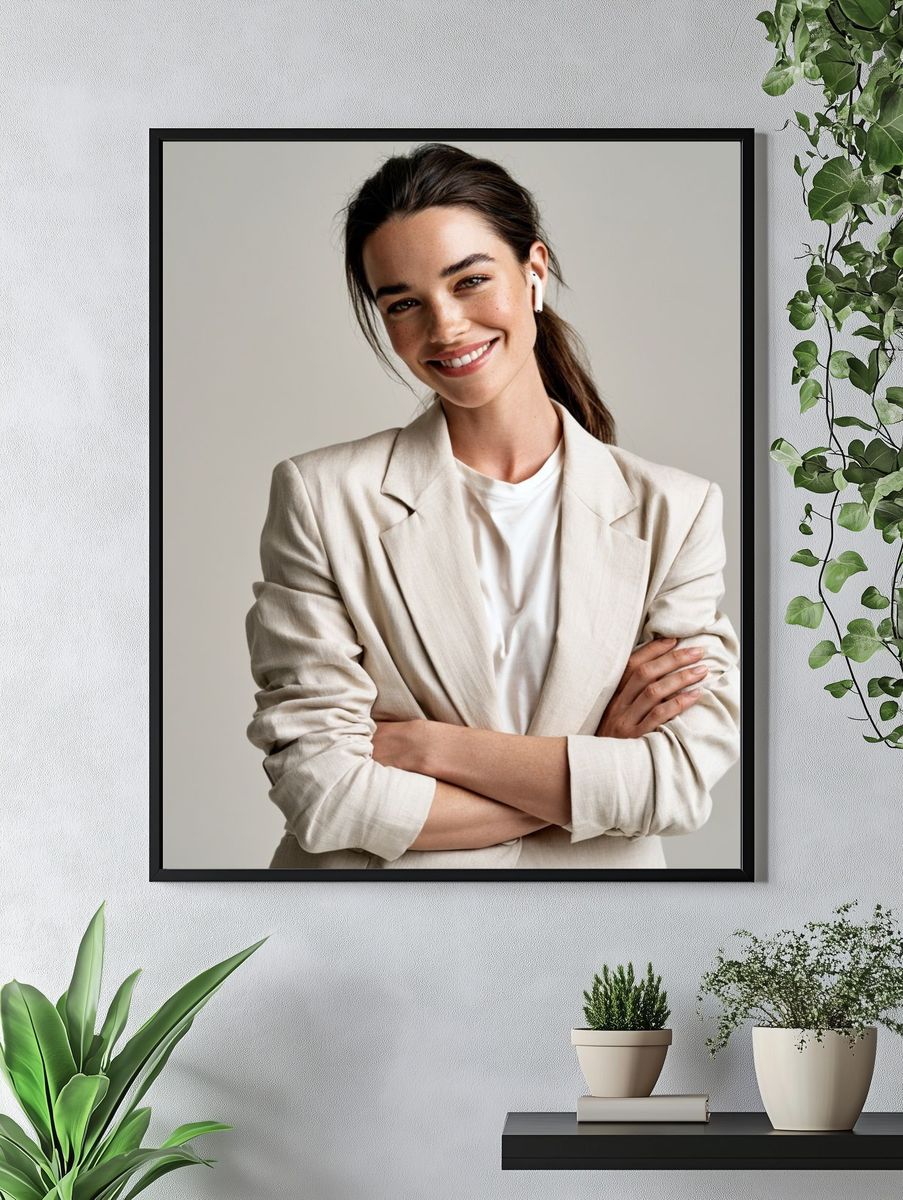 Smiling Woman Portrait Poster. — room view 4
