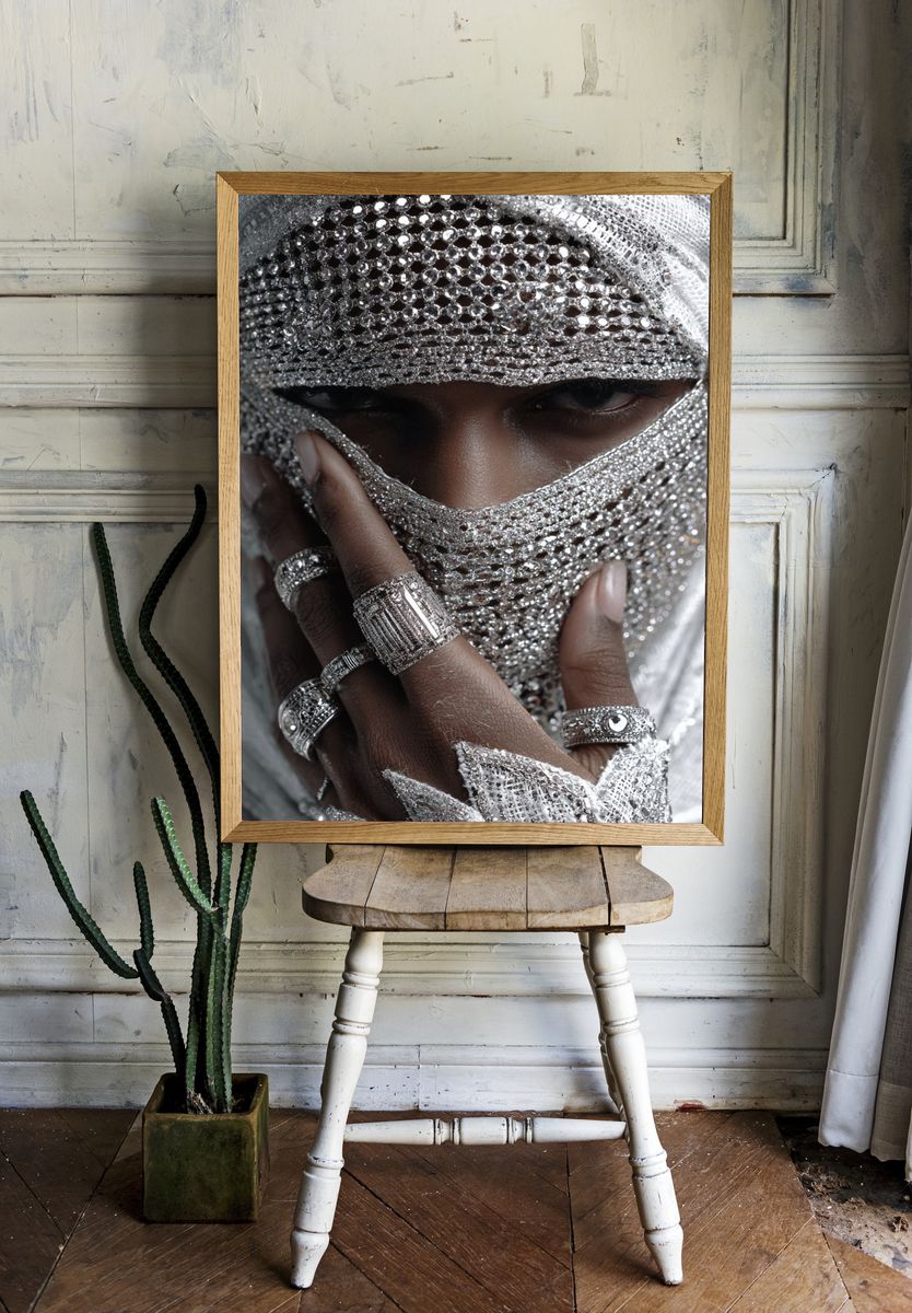 Silver Veil Portrait Photography Poster. — room view 1