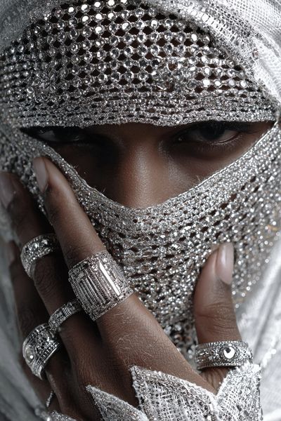 Silver Veil Portrait Photography Poster.