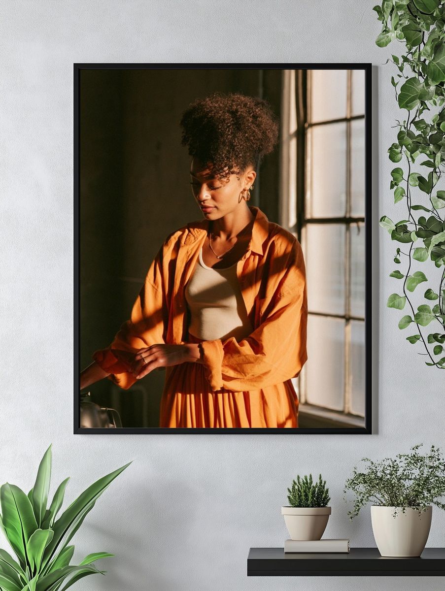 Sunlit Portrait in Orange Poster. — room view 4