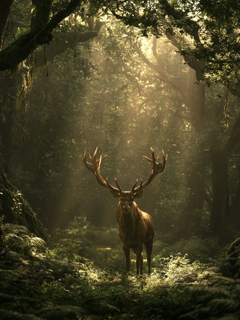 Majestic Stag in Forest Poster. poster detail