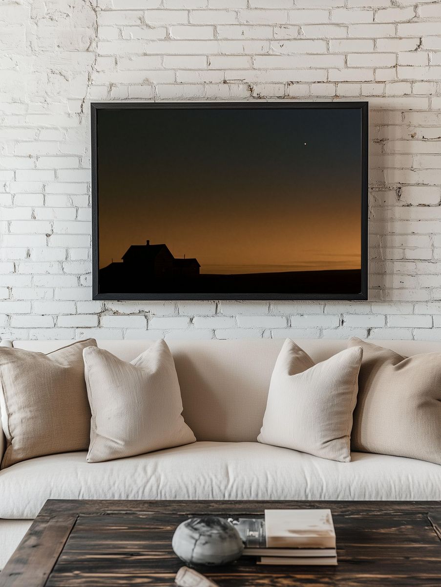Twilight House Silhouette Photography Poster. room preview