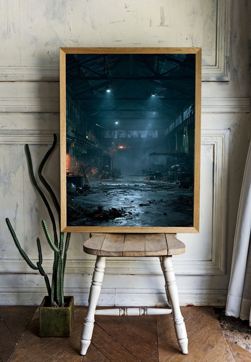 Abandoned Warehouse Photography Poster. — room view 1