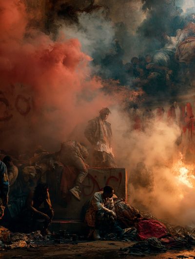 Smoky Urban Riot Photography Poster. poster