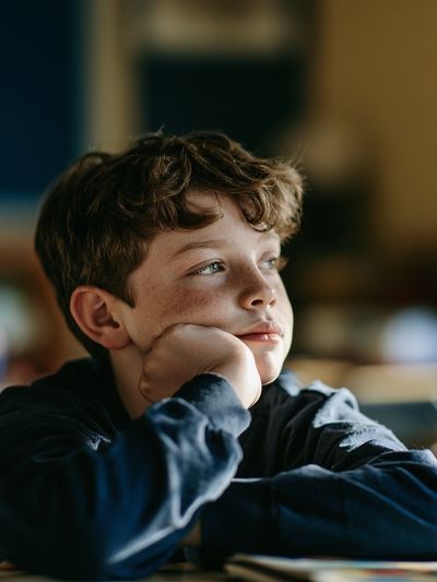 Thoughtful Boy Portrait Print. poster