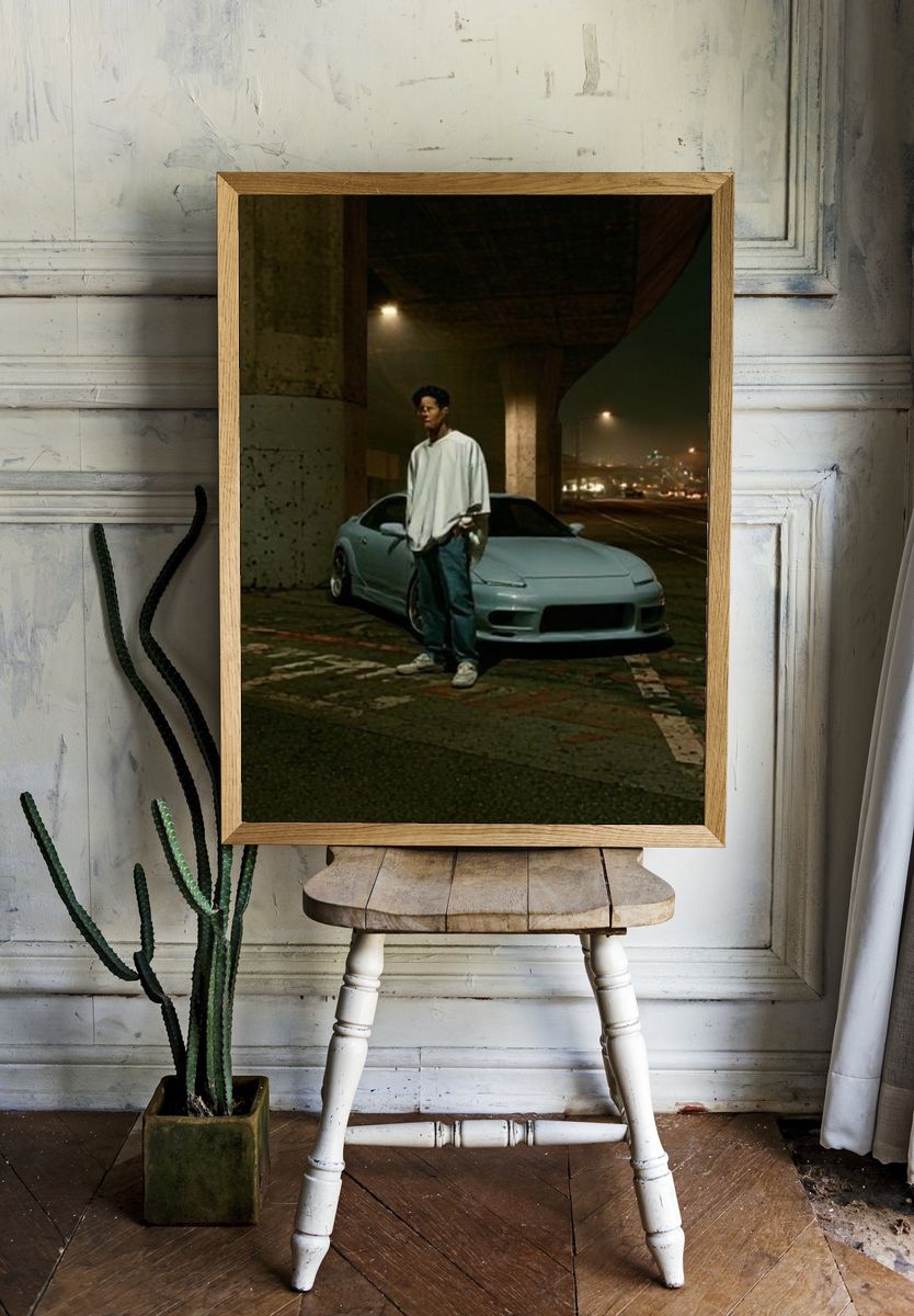 Night Street Car Portrait Poster. — room view 1