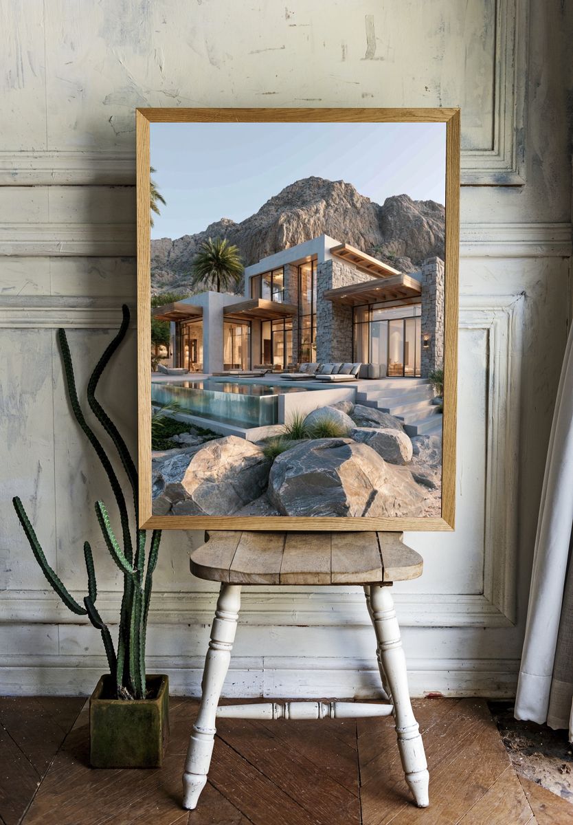 Desert Modern Villa Photography Poster. — room view 1
