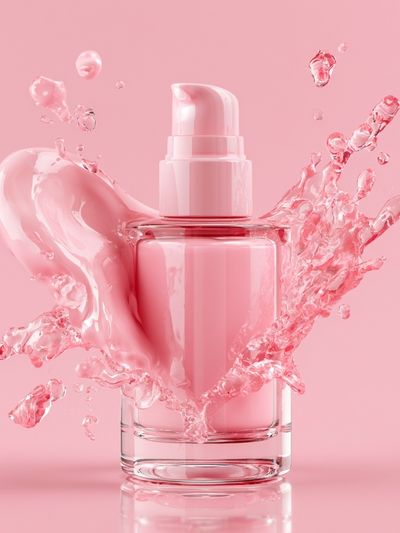 Pink Skincare Bottle Photography Poster.