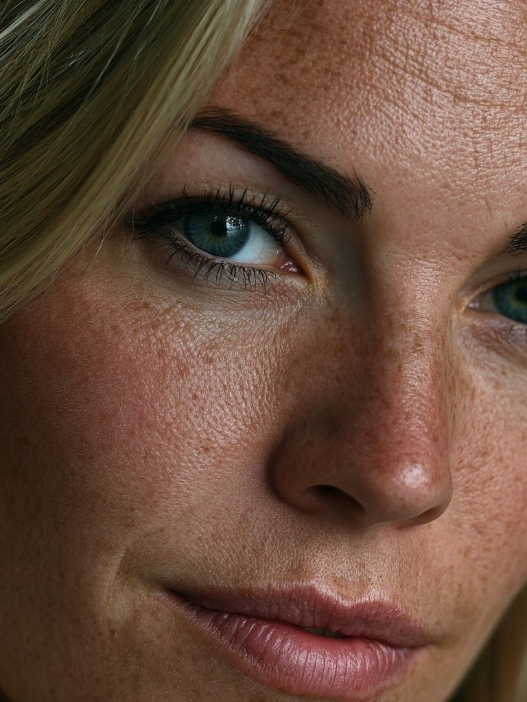 Blue-Eyed Woman Portrait Print. poster detail