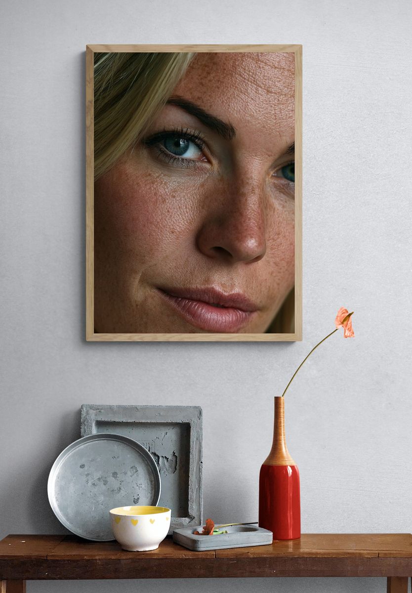 Blue-Eyed Woman Portrait Print. — room view 3